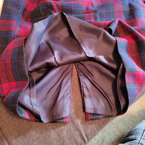 Pendleton Petite Red Black Blue Tartan Plaid Wool Skirt Pockets Lined Sze 12 USA - Picture 7 of 7